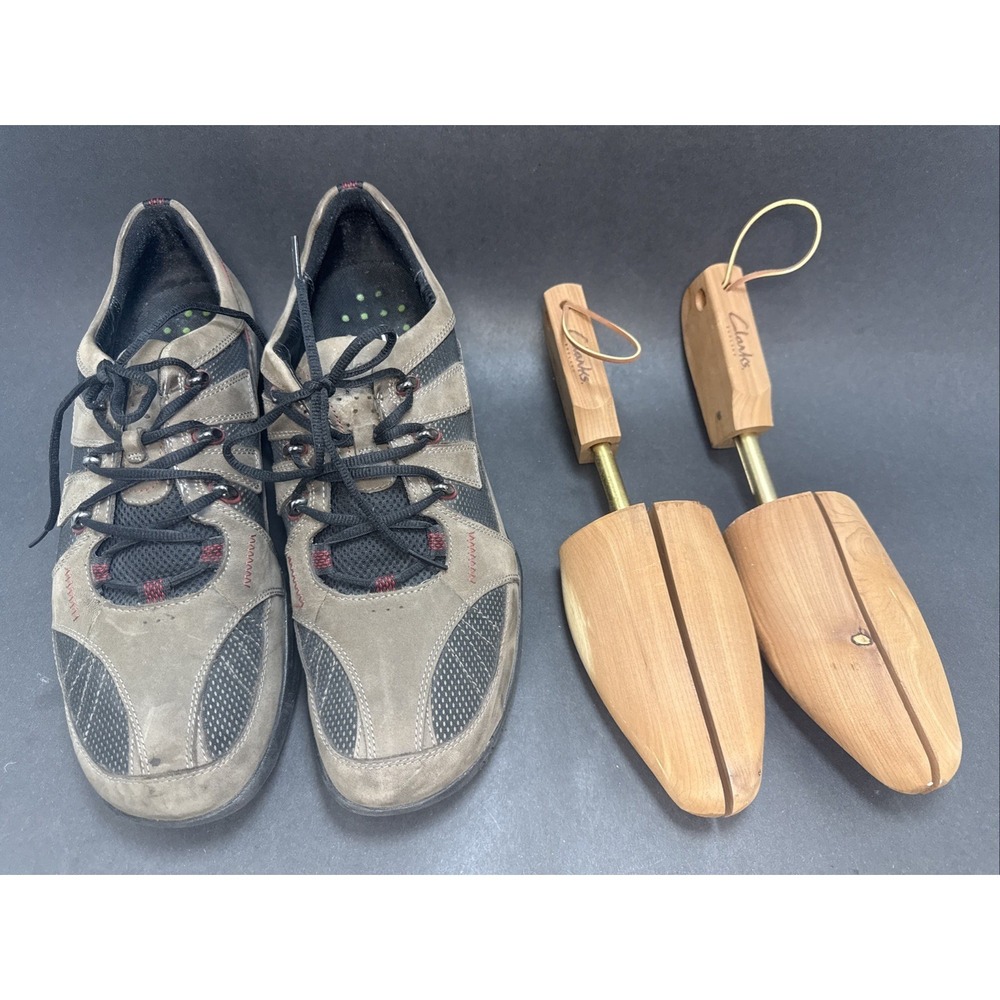 Clarks Wave Walk Leather Outdoor Sneaker Shoes Men's US 13 M w Wooden Xl Shaper